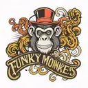 logo saying "funky monkeys" tattoo design idea