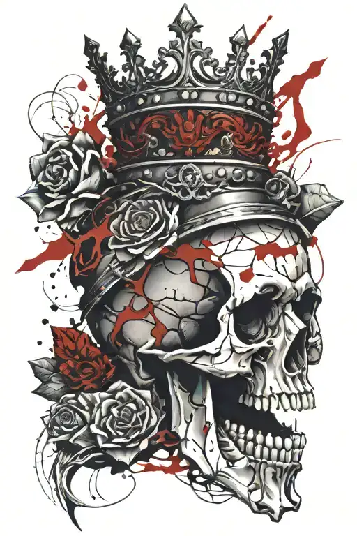 Crown aries skull tattoo design idea