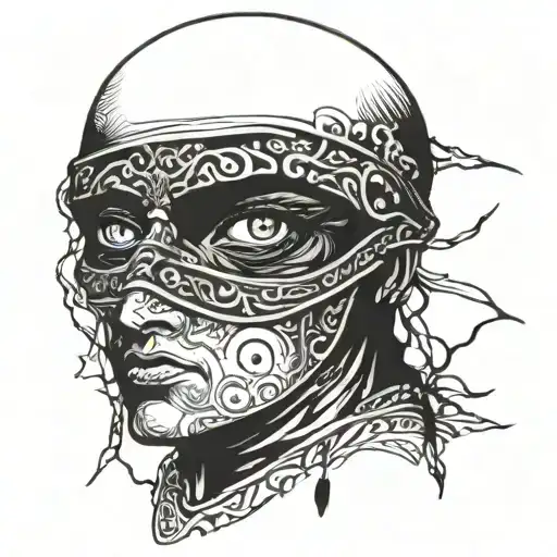 Oedipus bandana wrapped around bloody eyes tattoo design idea