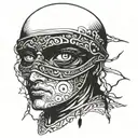 Oedipus bandana wrapped around bloody eyes tattoo design idea