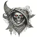 Oedipus bandana wrapped around bloody eyes tattoo design idea