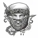 Oedipus bandana wrapped around bloody eyes tattoo design idea