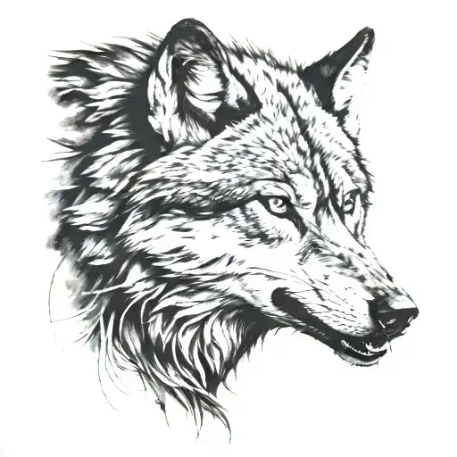 two angry wolf tattoo design idea