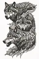 two angry wolf standing tattoo design idea
