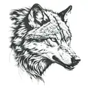 two angry wolf tattoo design idea