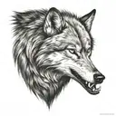 two angry wolf tattoo design idea