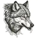 two angry wolf tattoo design idea