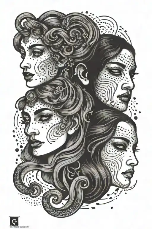 Gemini zodiac sign with two faces tattoo design idea