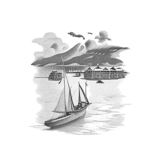 View of Ambon , Maluku from the top of the Martha Christina statue  tattoo design idea