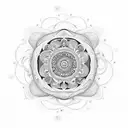An intricate mandala design incorporating elements of the ocean, representing the harmony between spirituality and the natural world. tattoo design idea