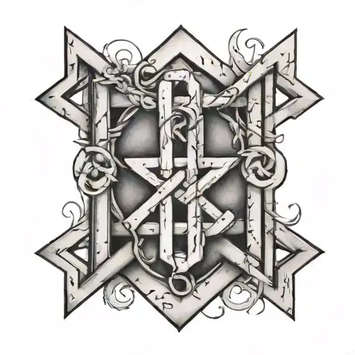 A black-grey tattoo of a loyalty symbol intertwined with prison bars, symbolizing staying true to one's values even in difficult circumstances tattoo design idea