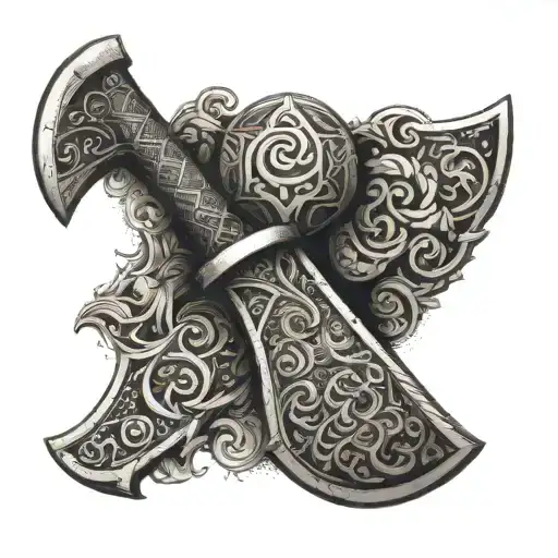 Viking ax in hand tattoo design idea