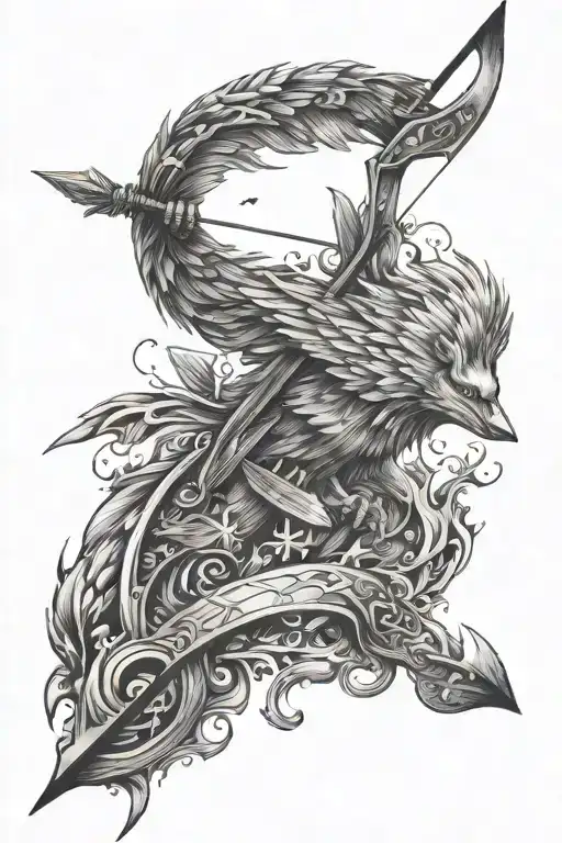 flaming arrow tattoo design idea