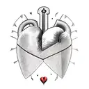 A dagger through the realistic heart tattoo design idea