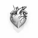 A dagger through the realistic heart tattoo design idea