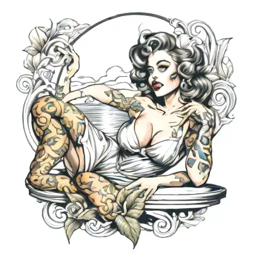 Karlach pinup girl tattoo design idea