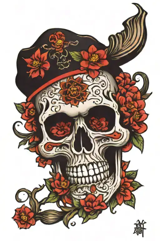 Vietnamese skull tattoo design idea