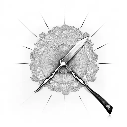 A knife disguised as a beautiful Japanese fan tattoo design idea