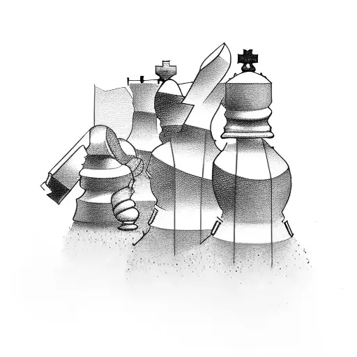 thinker sculpture with chess tattoo design idea