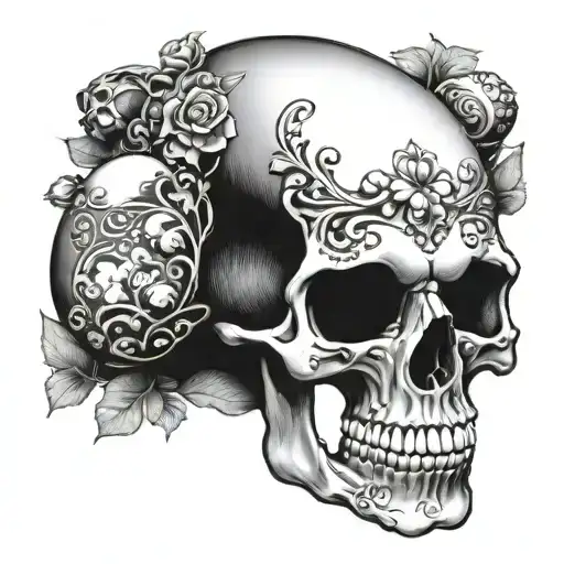 skull eating easter egg tattoo design idea