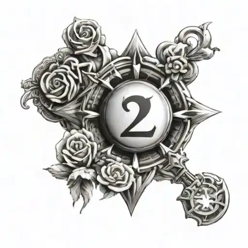 number 21 with religious symbols tattoo design idea