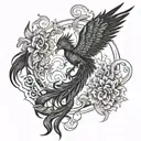 the four elements in Urdu and a pheonix rising tattoo design idea