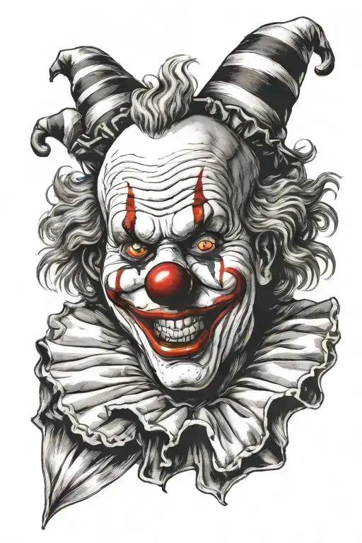 sad clown ripping off happy face tattoo design idea