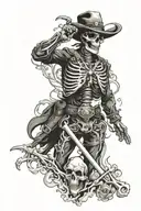 skeleton cowboy AND cross tattoo design idea