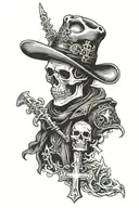 skeleton cowboy AND cross tattoo design idea