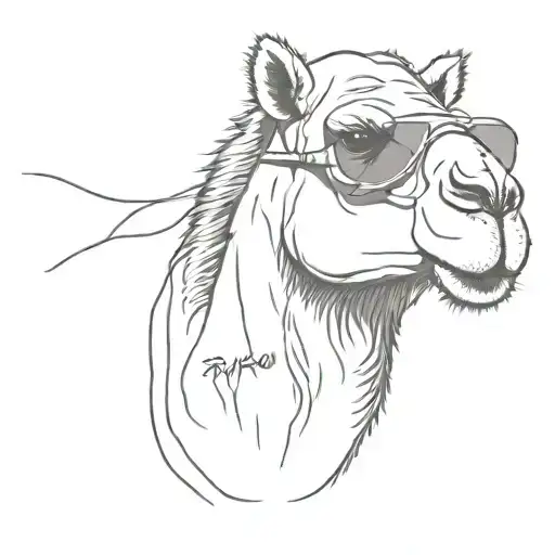 camel wearing sunglasses tattoo design idea