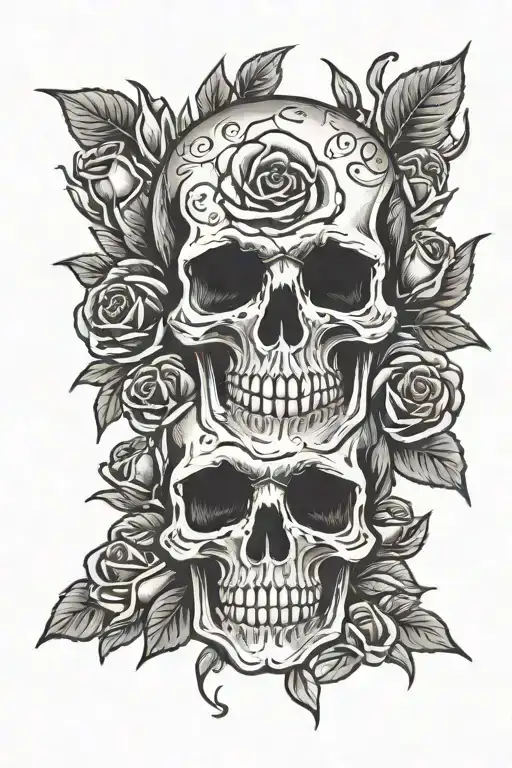 skull and roses, black sabbath tattoo design idea