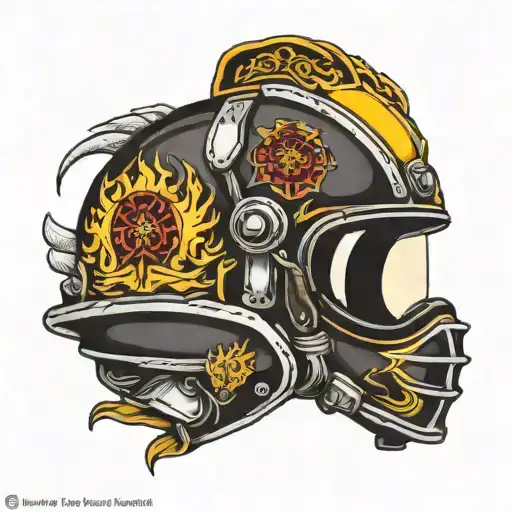 Yamaha R6 Firefighter helmet tattoo design idea