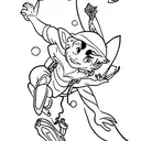 peter pan sobre ave fenix sobrevolando la ciudad tattoo design idea