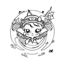 peter pan sobre ave fenix sobrevolando la ciudad tattoo design idea