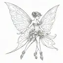 dancing fairy wings tattoo design idea