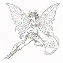 dancing fairy wings tattoo design idea