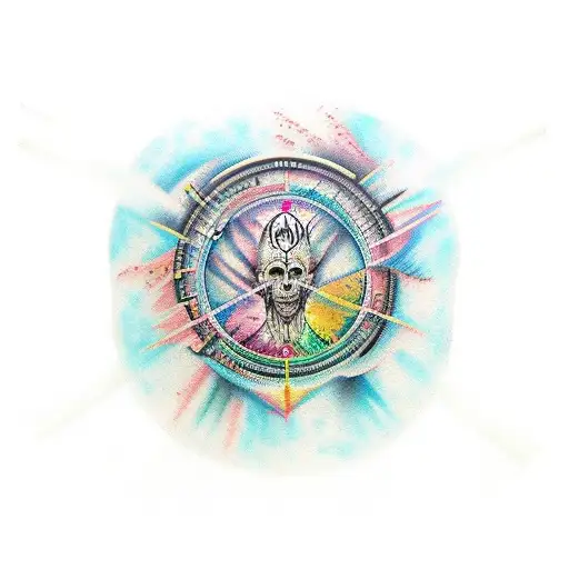 generate a tattoo for the upper chest and left breast. Motives should be yggdrasil, the Vitruvian Man and style should b tattoo design idea