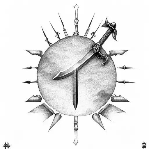 sword in the shape of a Christian Cross with nails by thr side tattoo design idea