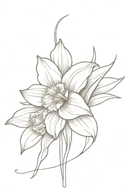 Daffodil with name Eva, intertwined within tattoo design idea