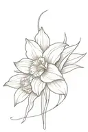 Daffodil with name Eva, intertwined within tattoo design idea