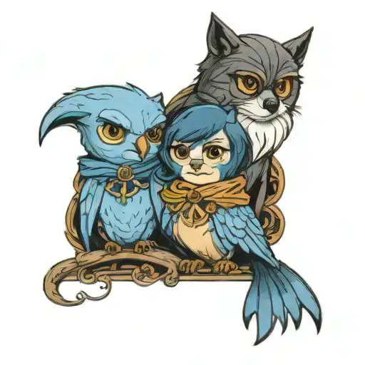 Bluey x Harry Potter characters tattoo design idea