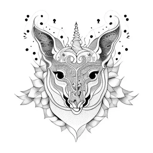 A whimsical blackwork tattoo of a cake decorated with animals and designer fashion elements. tattoo design idea