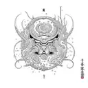 Zodiac signs intertwined with elements of nature tattoo design idea