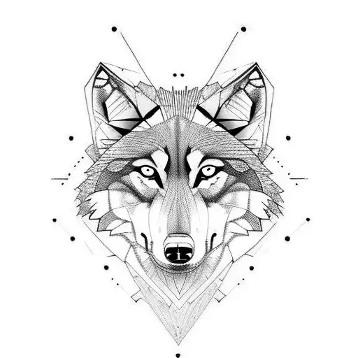 wolf by green eye tattoo design idea