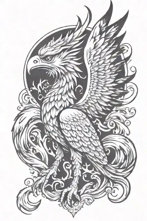 Gryphon Phoenix and Kirin vertical  tattoo design idea