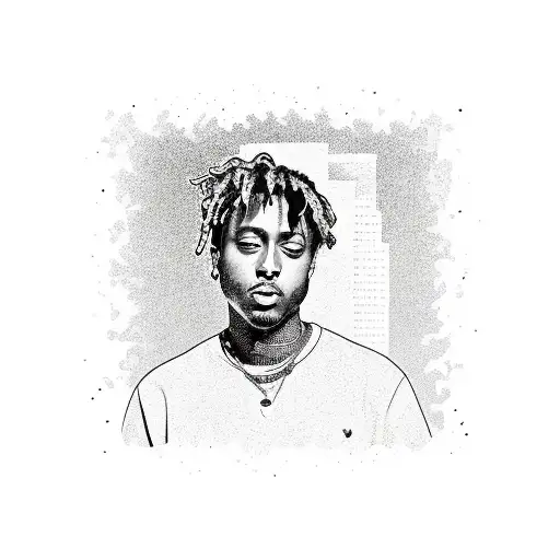 Juice Wrld's album cover merged with a scenic view/drive tattoo design idea
