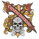 Con Dio script with a cross intertwined tattoo design idea