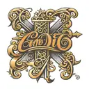 Con Dio script with a cross intertwined tattoo design idea