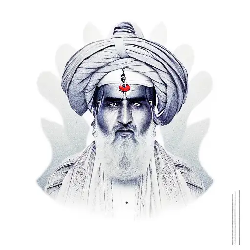 dushman with a gun in his hand. behind the Afghan mountains. tattoo design idea