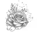 Lex in cursive with flowers tattoo design idea
